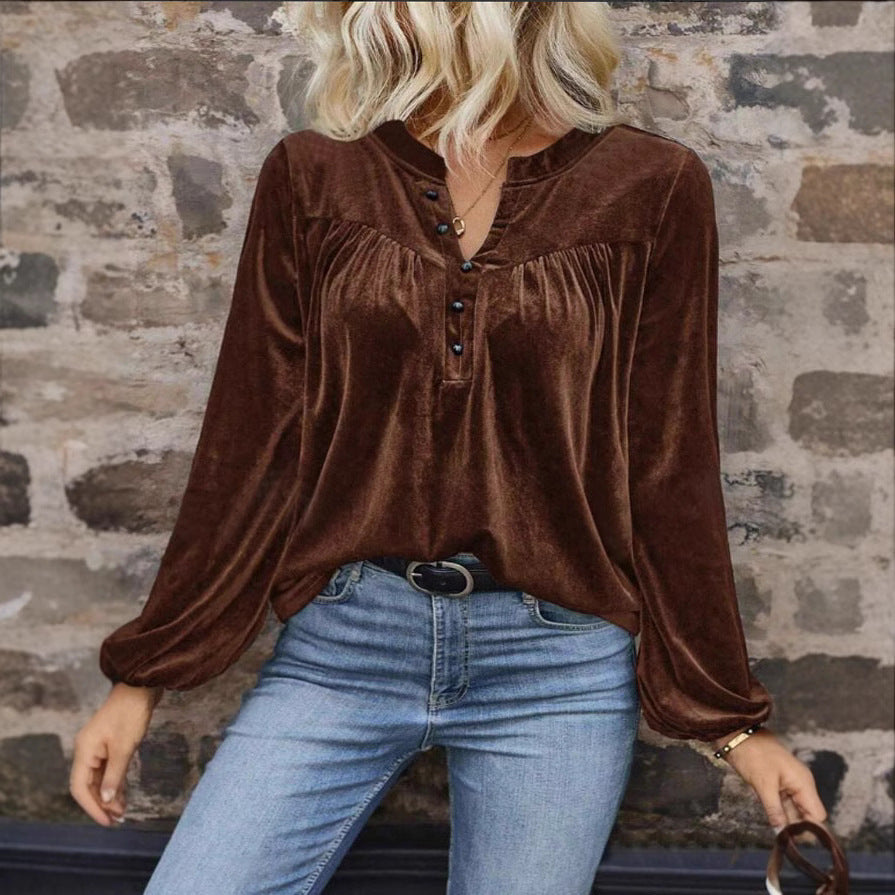 Casual Temperament Commute Button Long Sleeve Top Women's Clothing