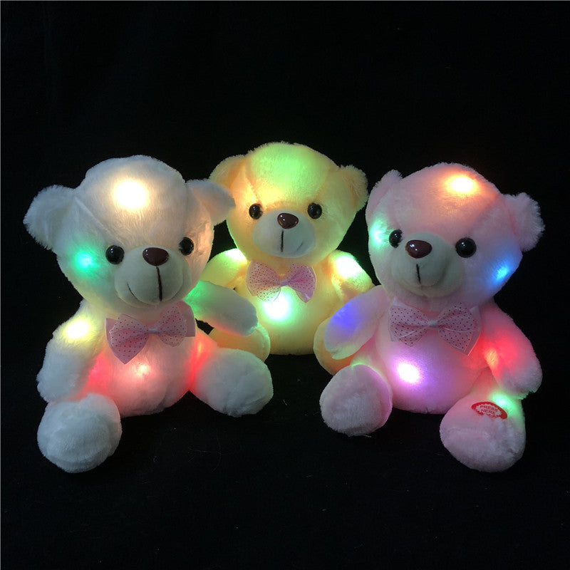 Colorful Luminous Teddy Bear Little White Bear Doll Doll Plush Toy