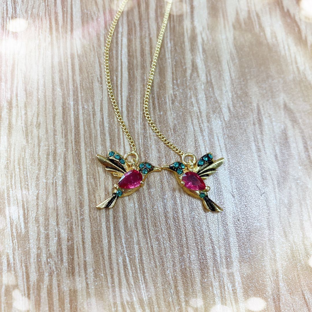 Red Mixed Zirconium Wings Bird Earrings New