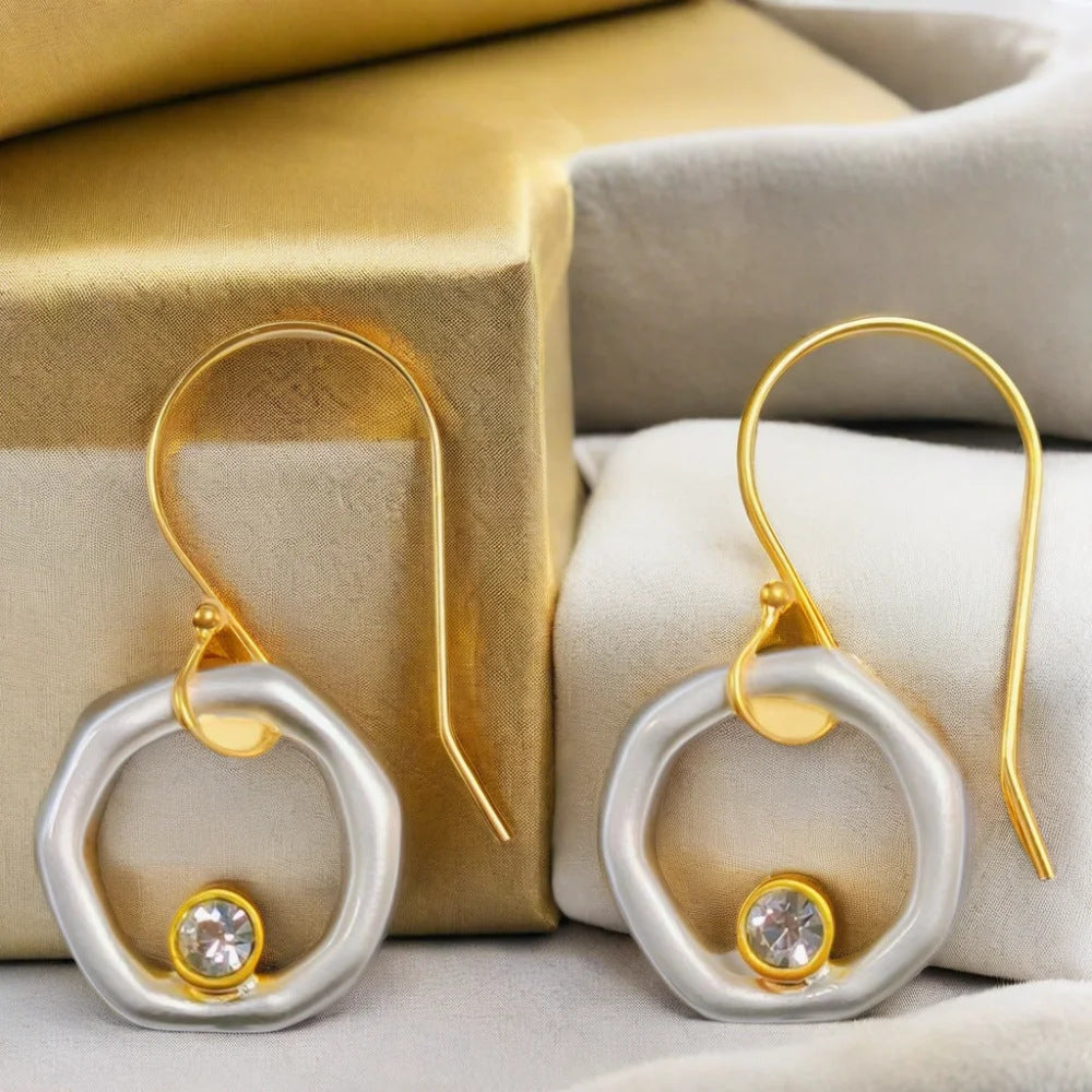 Irregular Circles Eardrops Rhinestone Sweet