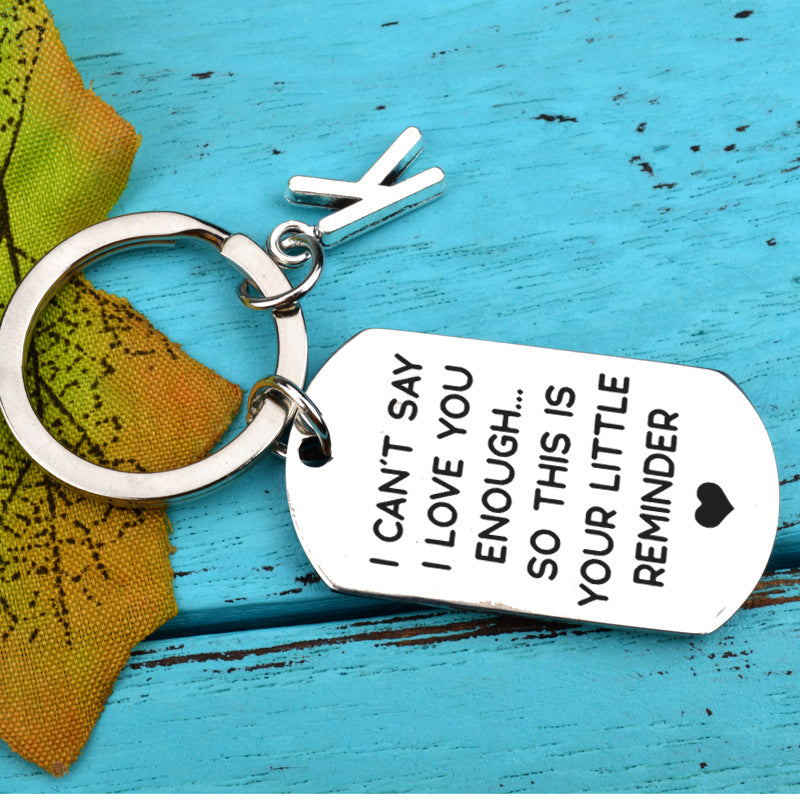 Couple Stainless Steel Keychain Engraved Characters