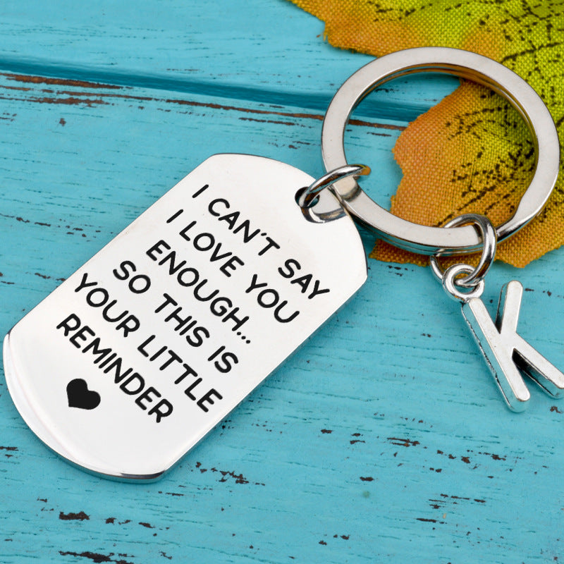 Couple Stainless Steel Keychain Engraved Characters