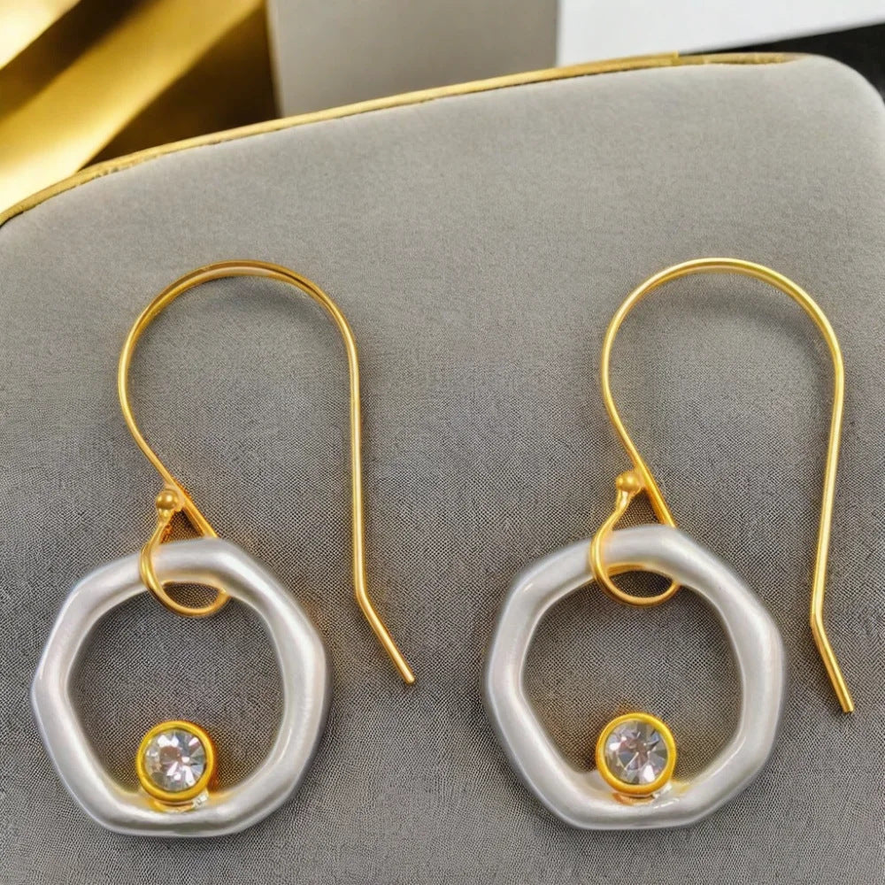 Irregular Circles Eardrops Rhinestone Sweet