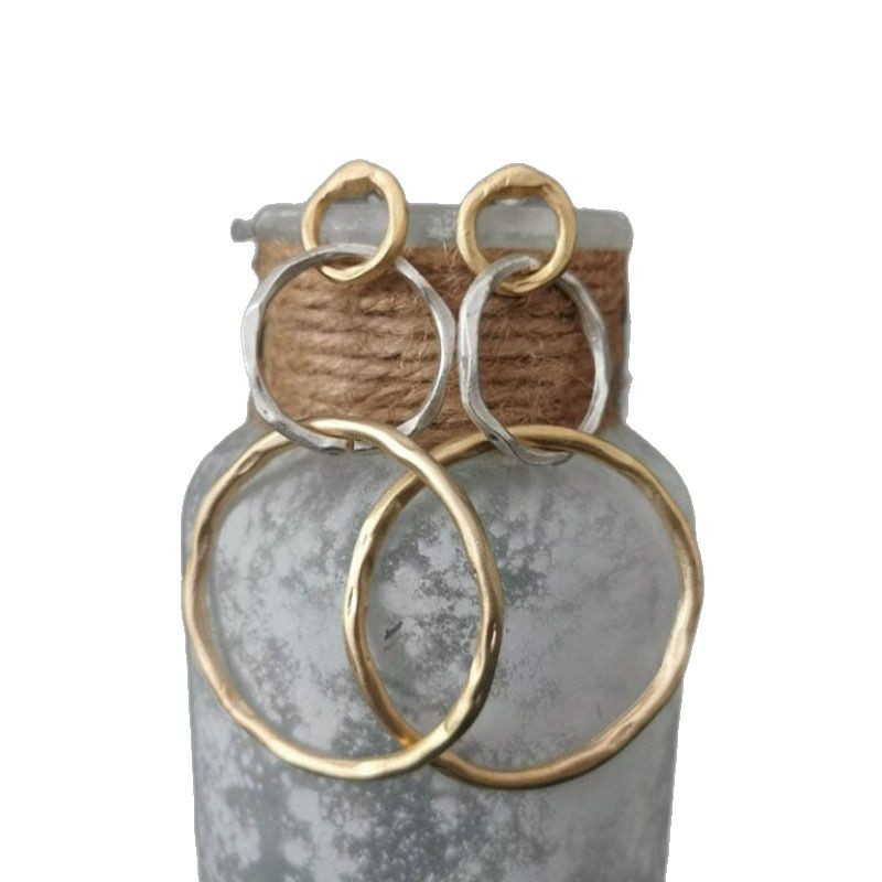 Geometric Hollow Three-ring Circle Two-color Personalized Earrings