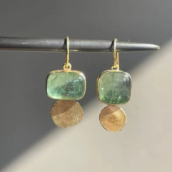 Fashionable Geometric Natural Stone Earrings From Europe And The US