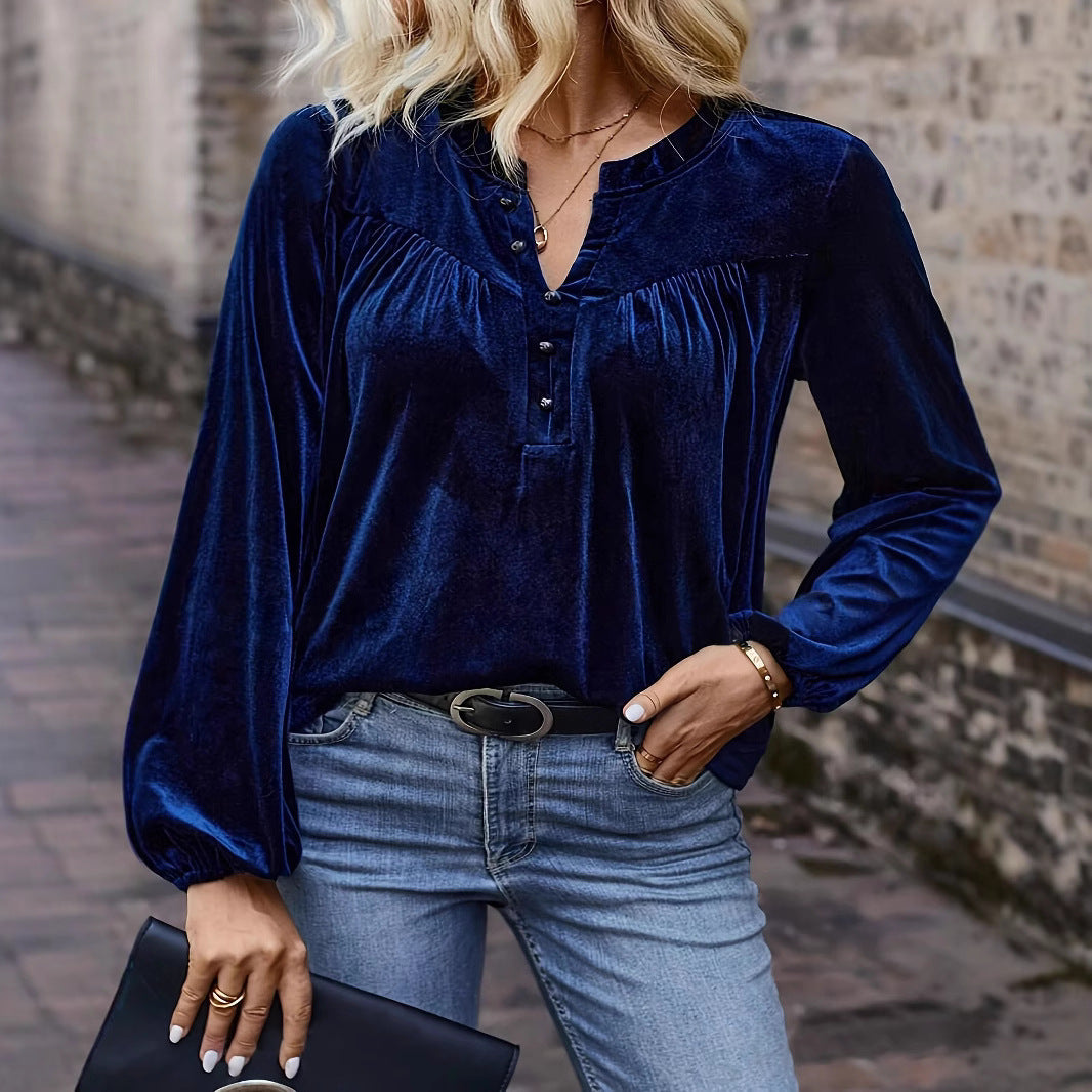 Casual Temperament Commute Button Long Sleeve Top Women's Clothing