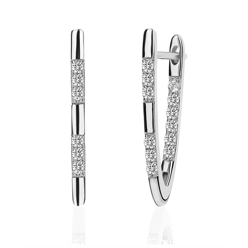 Classic Fashionable Rose Gold Inlaid Shiny Zircon Earrings