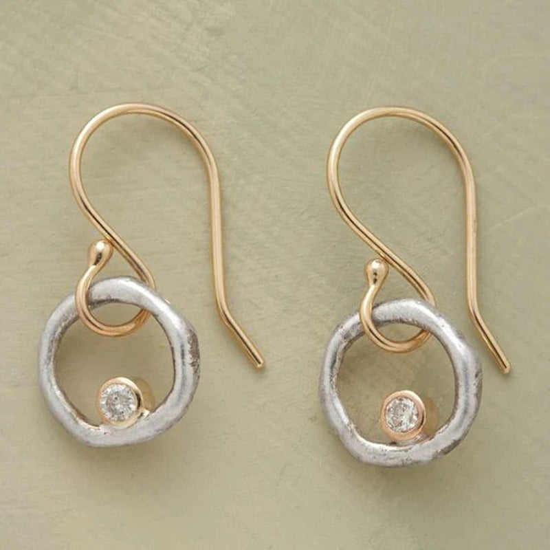 Irregular Circles Eardrops Rhinestone Sweet
