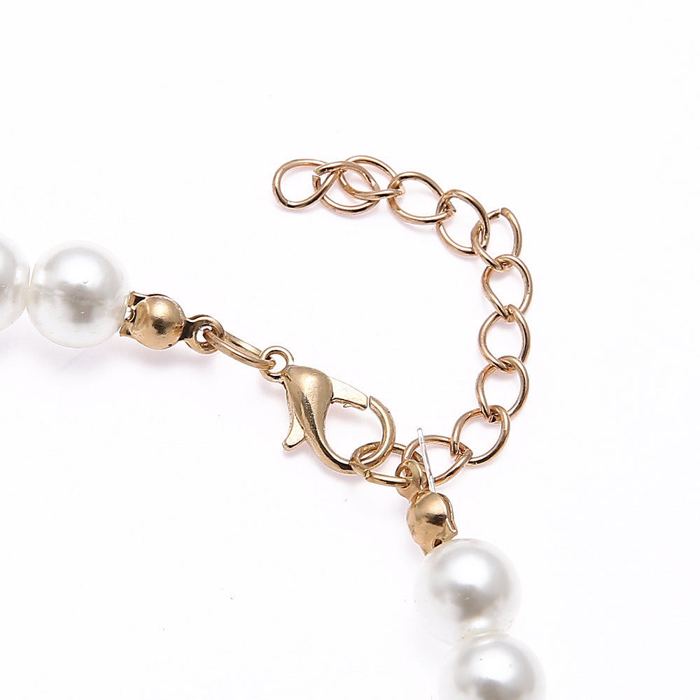 Pearl  Diamond Necklace And Earrings Pendant Set