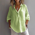 Fashion Long-sleeved Lapel Pullover Shirt Casual Loose Solid Color T-shirt Tops Women's Clothing