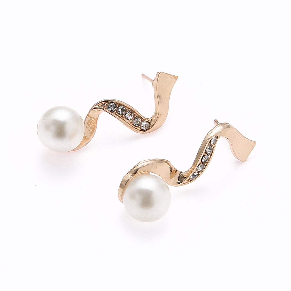 Pearl  Diamond Necklace And Earrings Pendant Set