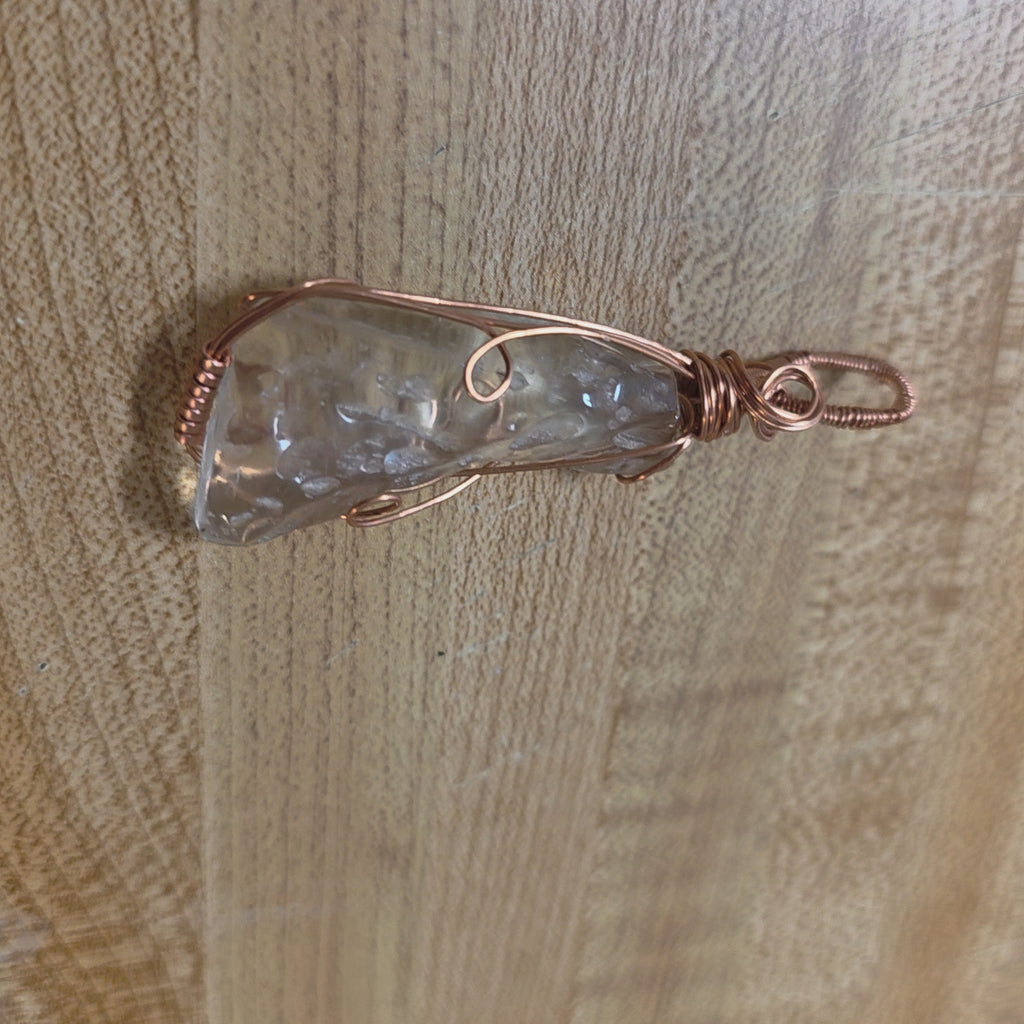 Authentic Libyan Desert Glass Pendant • Copper Wire Wrapped Tektite Necklace • Rare Cosmic Great Sand Sea Impactite Jewelry • Starborn Gift