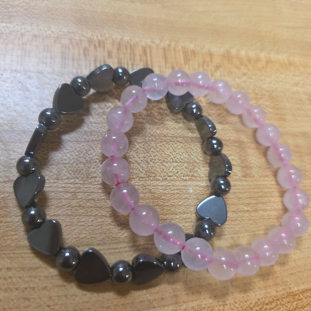 Rose quartz and heart shaped Hematite 💓