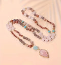Rose Quartz Arrowhead Necklace - Bohemian Stone Pendant Jewelry