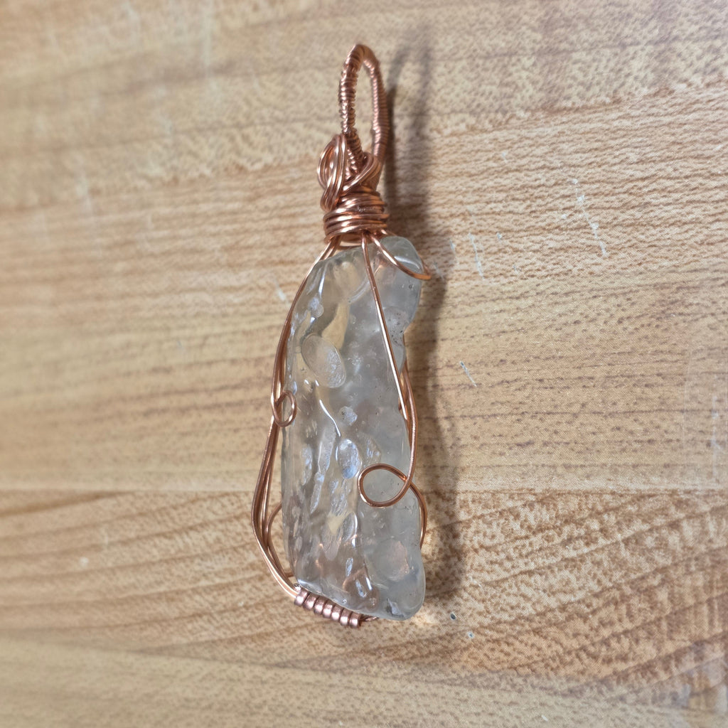 Authentic Libyan Desert Glass Pendant • Copper Wire Wrapped Tektite Necklace • Rare Cosmic Great Sand Sea Impactite Jewelry • Starborn Gift