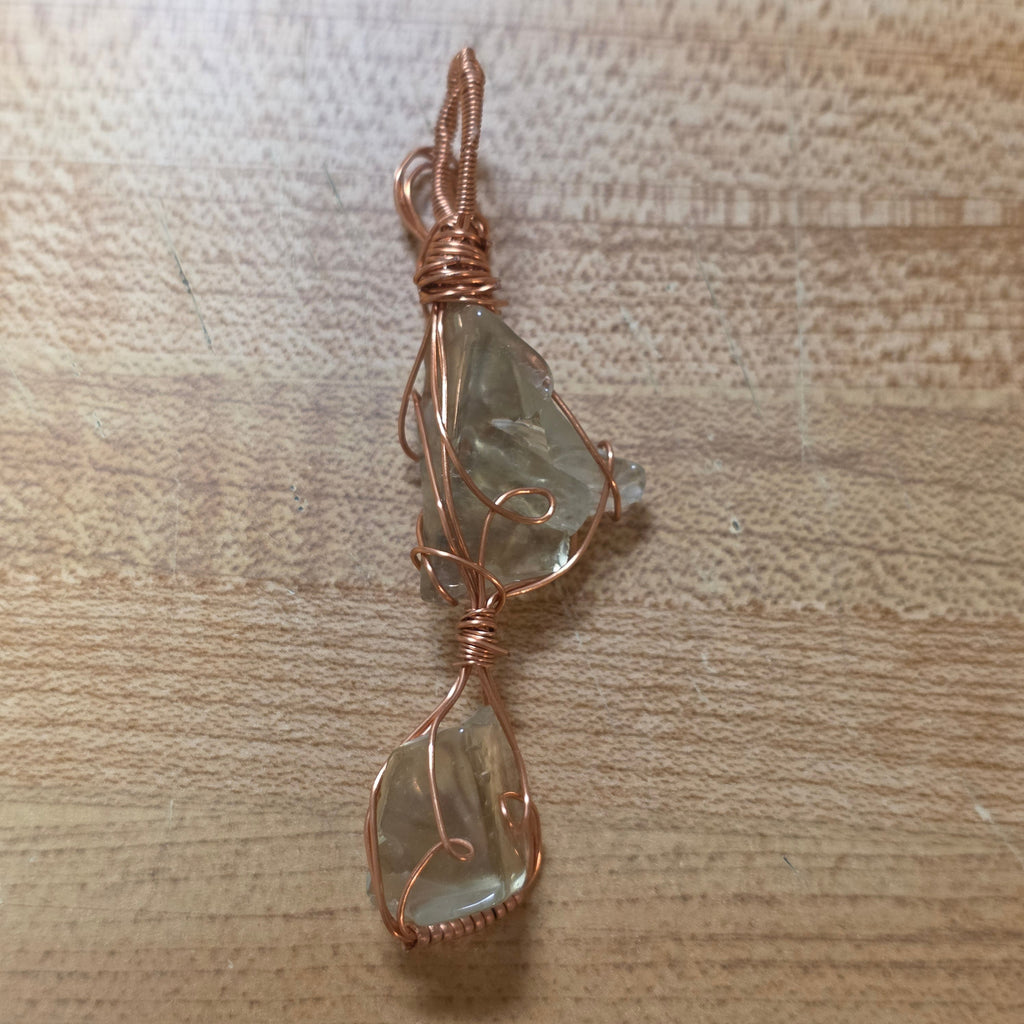 Rare Libyan Desert Glass Pendant, Wire Wrapped Copper Tektite Necklace, Raw Cosmic Impactite Jewelry, One-of-a-Kind Metaphysical Crystal