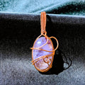 Rare Purple Chalcedony - Copper Wire Wrapped Gemstone Pendant