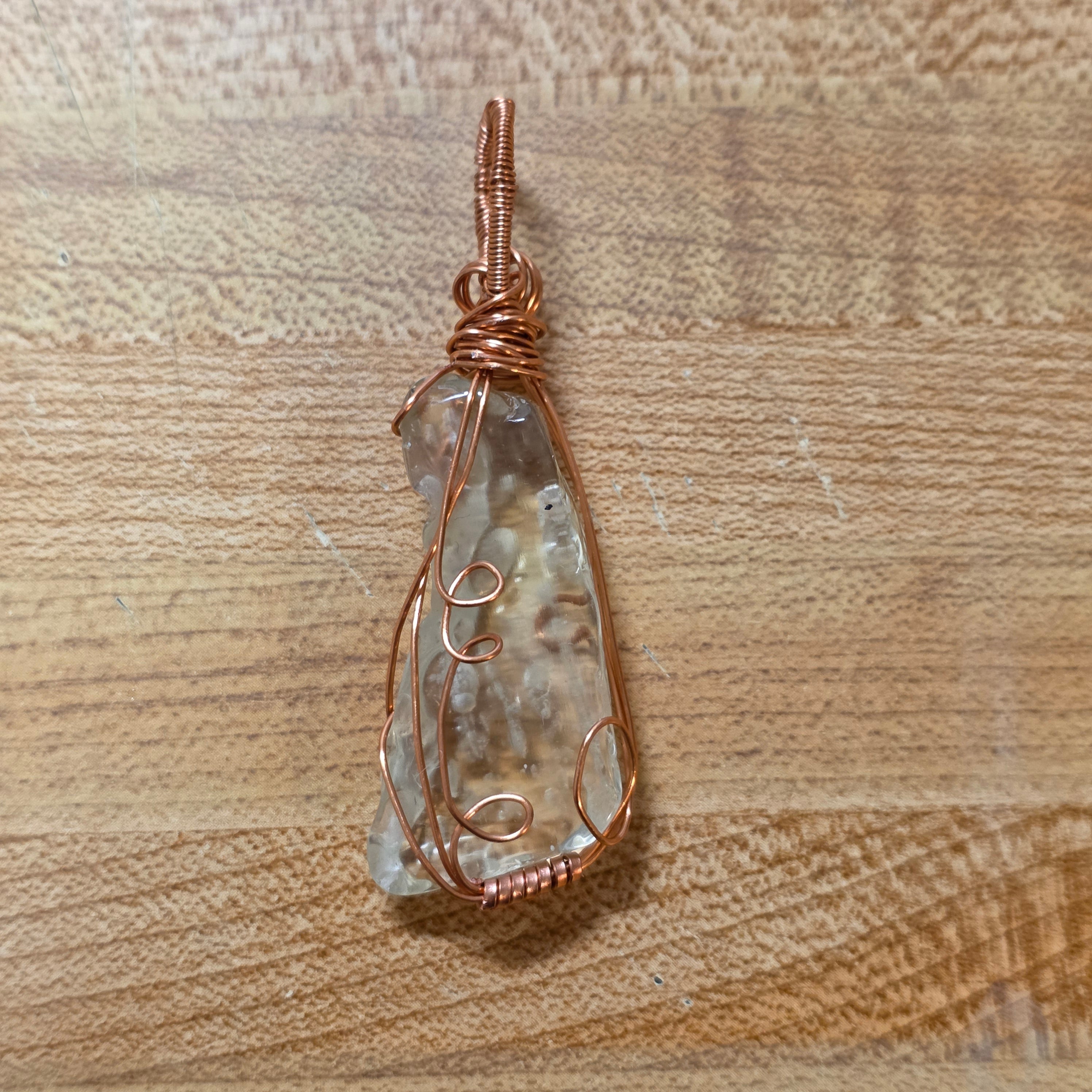 Authentic Libyan Desert Glass Pendant • Copper Wire Wrapped Tektite Necklace • Rare Cosmic Great Sand Sea Impactite Jewelry • Starborn Gift