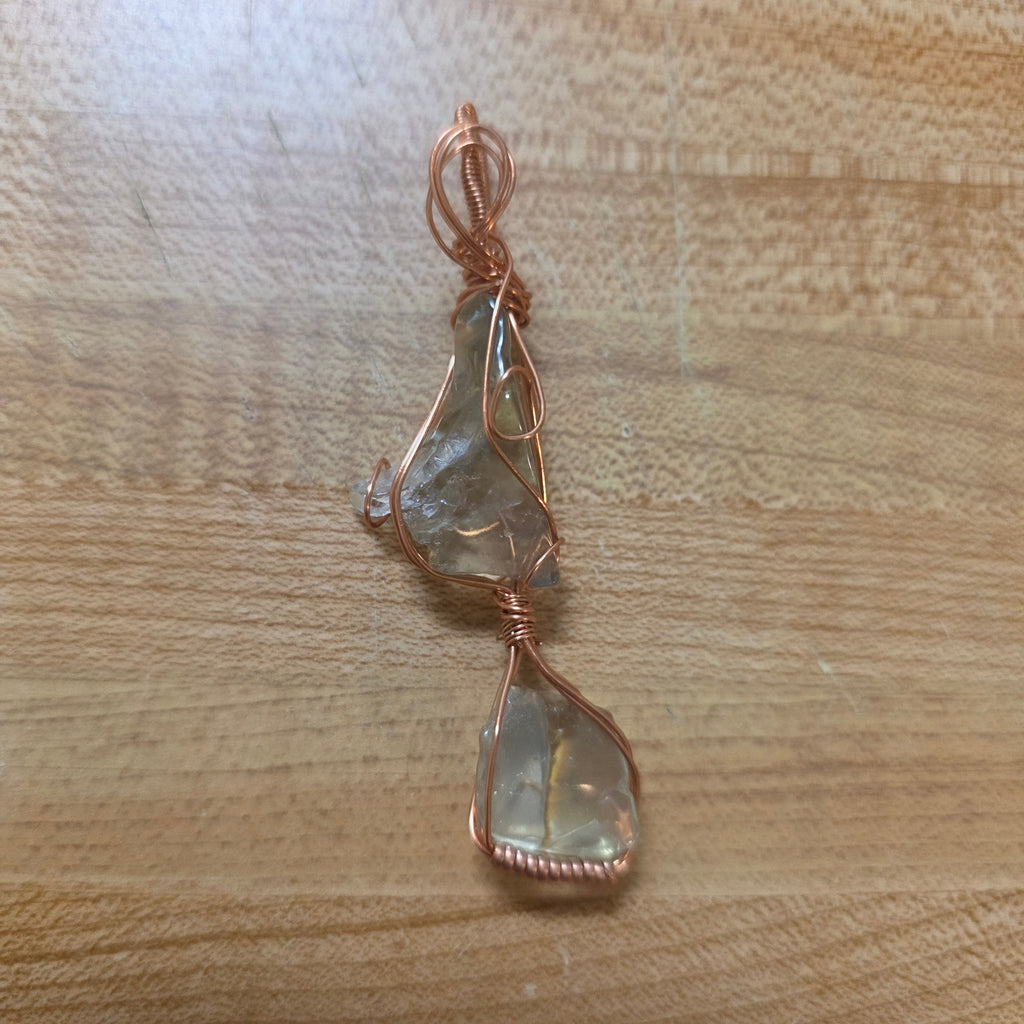Rare Libyan Desert Glass Pendant, Wire Wrapped Copper Tektite Necklace, Raw Cosmic Impactite Jewelry, One-of-a-Kind Metaphysical Crystal