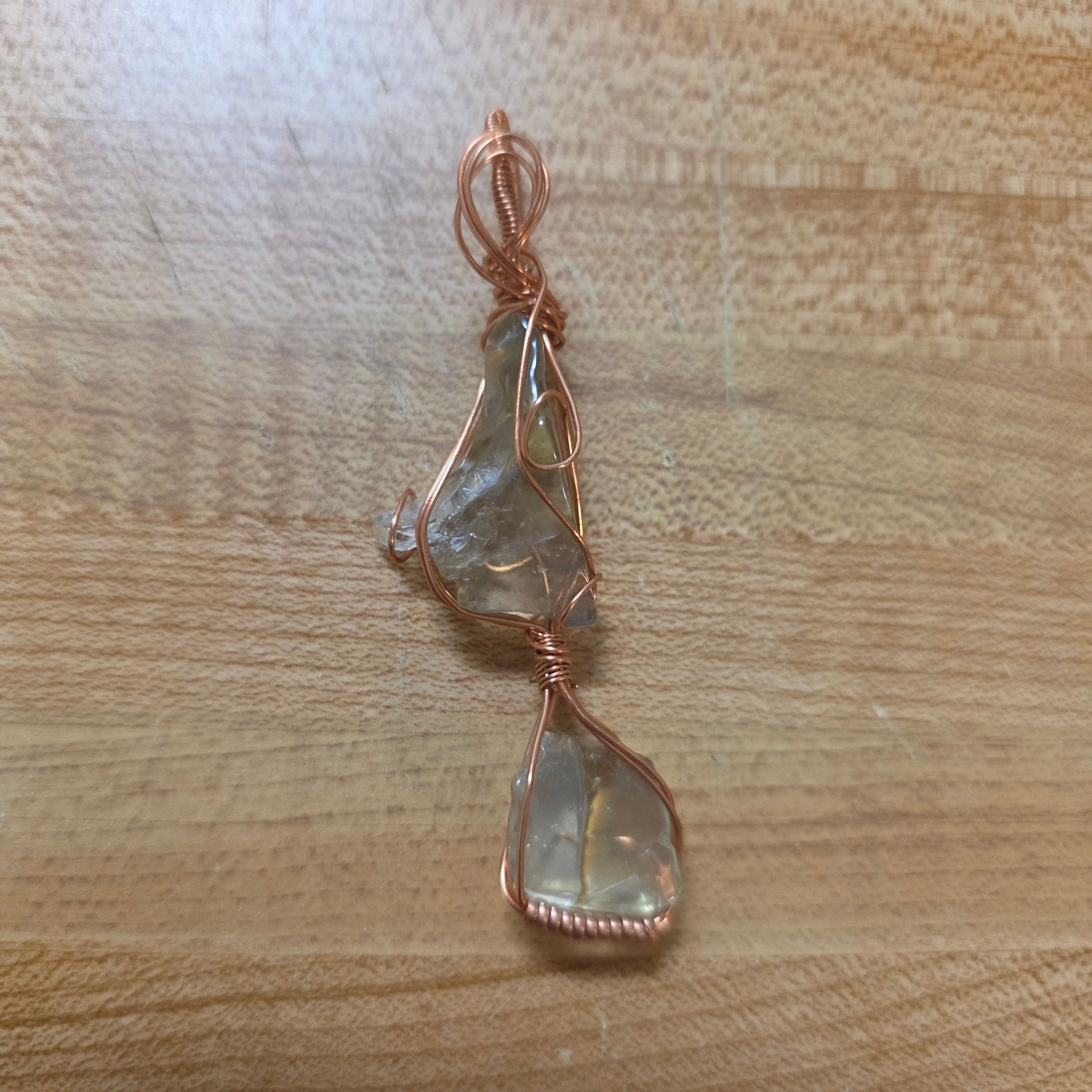 Rare Libyan Desert Glass Pendant, Wire Wrapped Copper Tektite Necklace, Raw Cosmic Impactite Jewelry, One-of-a-Kind Metaphysical Crystal