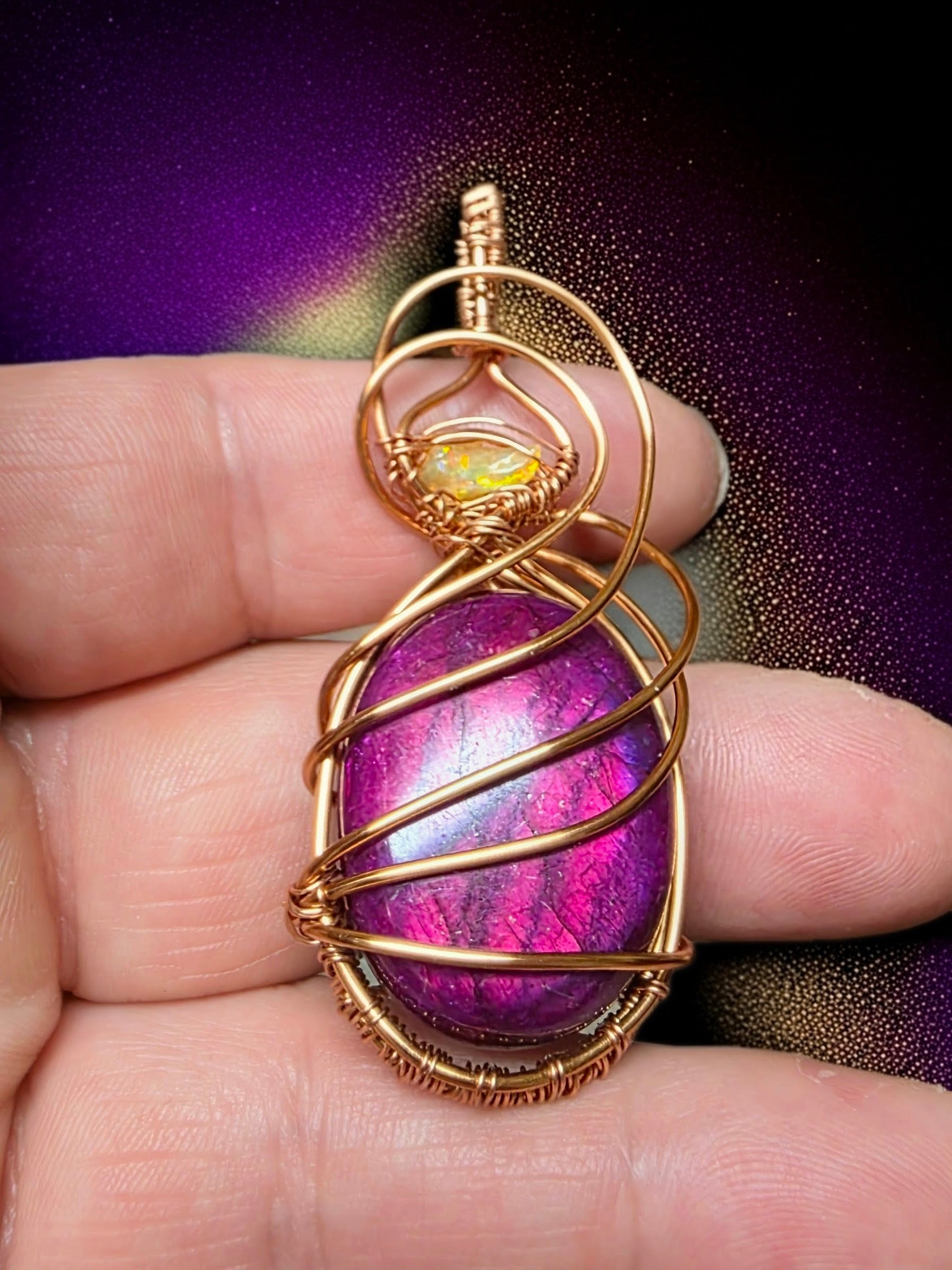 Rare Pink Labradorite Meets Raw Opal Magic